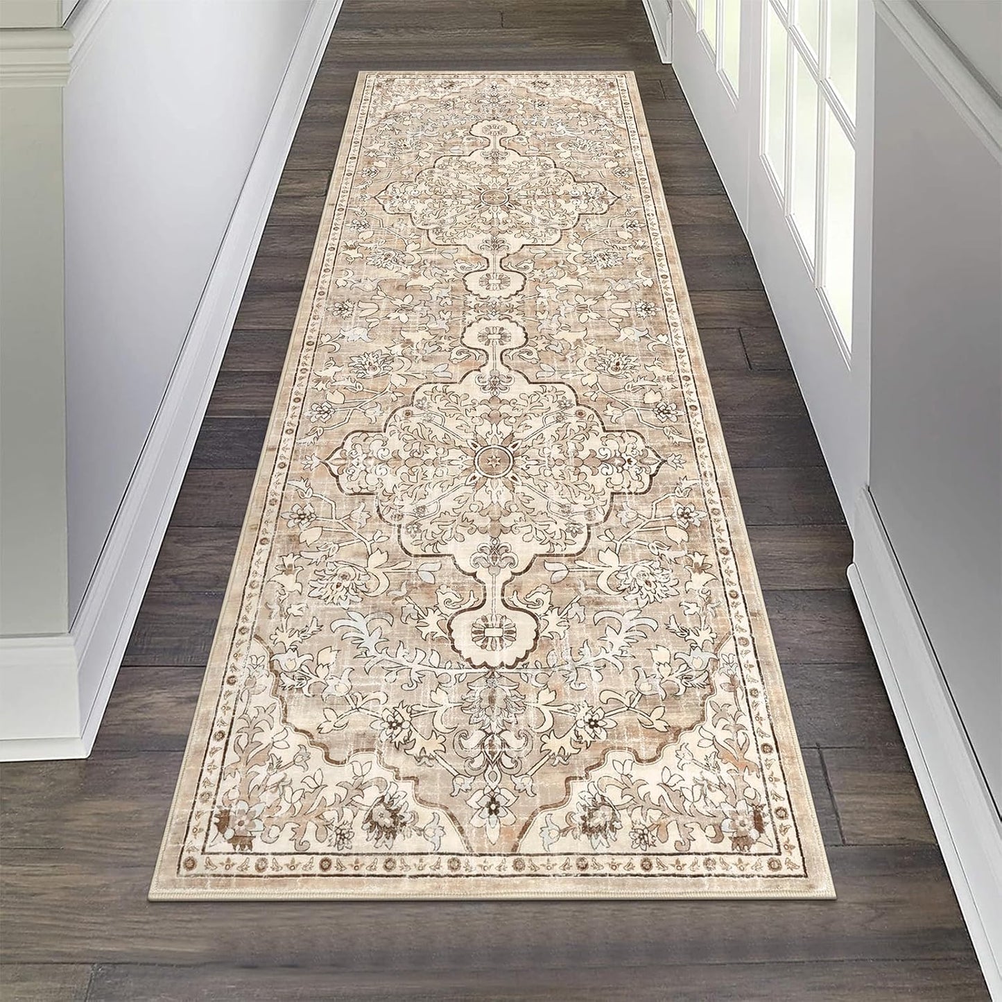 Pauwer Boho Hallway Runner Rug 3x10 Washable Entryway Area Rugs Non Slip Farmhouse Vintage Floor Mat Long Carpet Runner for Hallways Laundry Room Kitchen Bathroom Bedroom