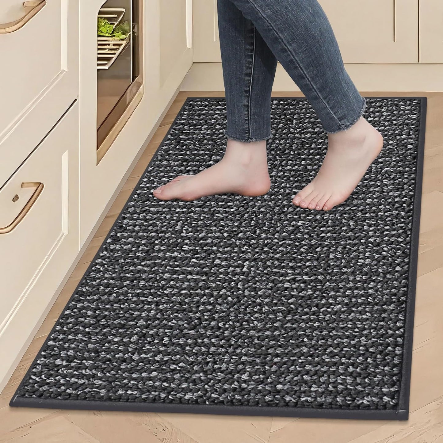 BEQHAUSE Kitchen Rugs and Mats 2PCS, Non-Slip Kitchen Mats for Floor, Absorbent and Stain Resistant Kitchen Runner, Machine Washable Rugs for Kitchen, Laundry & Sink, 24"x36"+24"x60", Green
