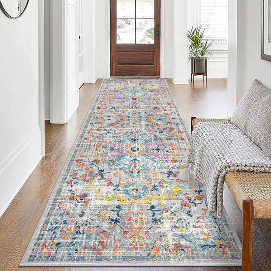 Pauwer Boho Hallway Runner Rug 3x10 Washable Entryway Area Rugs Non Slip Farmhouse Vintage Floor Mat Long Carpet Runner for Hallways Laundry Room Kitchen Bathroom Bedroom
