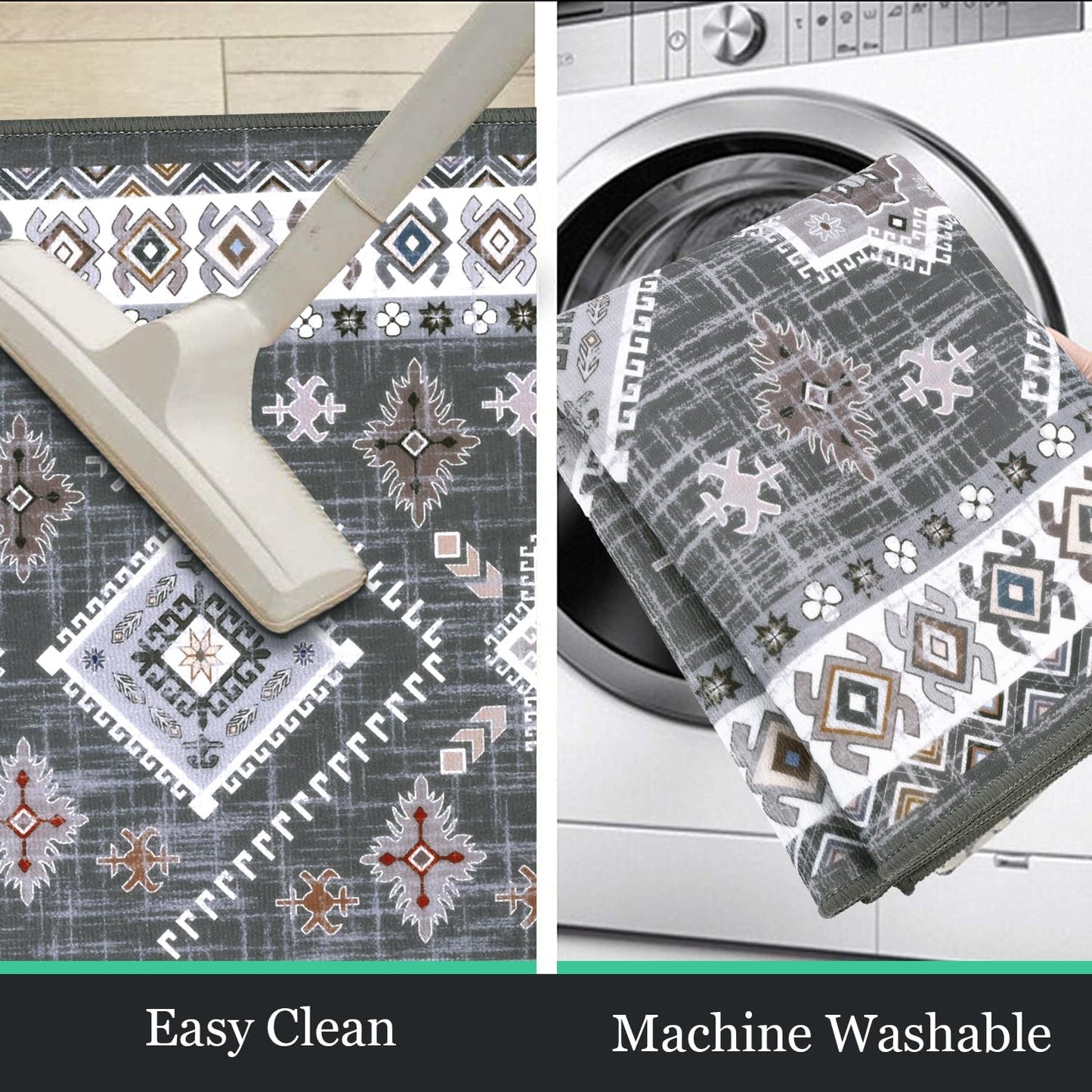 HEBE Boho Kitchen Rug Sets 3 Piece with Runner Non Slip Kitchen Rugs and Mats Washable Kitchen Mats for Floor Thick Kitchen Floor Mat Carpet Runner Rugs for Hallway Laundry Holiday Decor