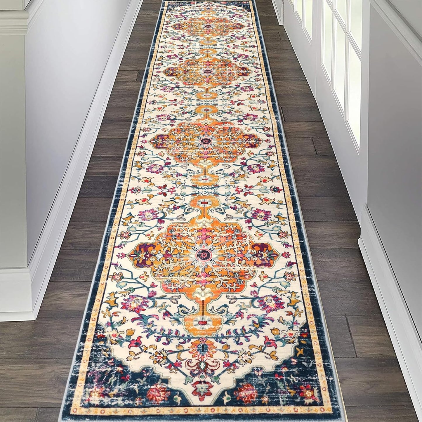 Pauwer Boho Hallway Runner Rug 3x10 Washable Entryway Area Rugs Non Slip Farmhouse Vintage Floor Mat Long Carpet Runner for Hallways Laundry Room Kitchen Bathroom Bedroom