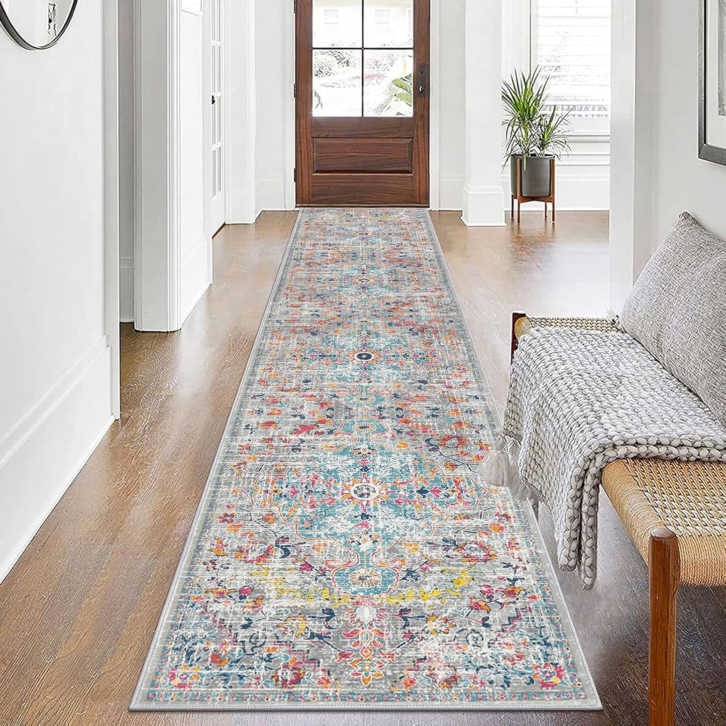 Pauwer Boho Hallway Runner Rug 3x10 Washable Entryway Area Rugs Non Slip Farmhouse Vintage Floor Mat Long Carpet Runner for Hallways Laundry Room Kitchen Bathroom Bedroom