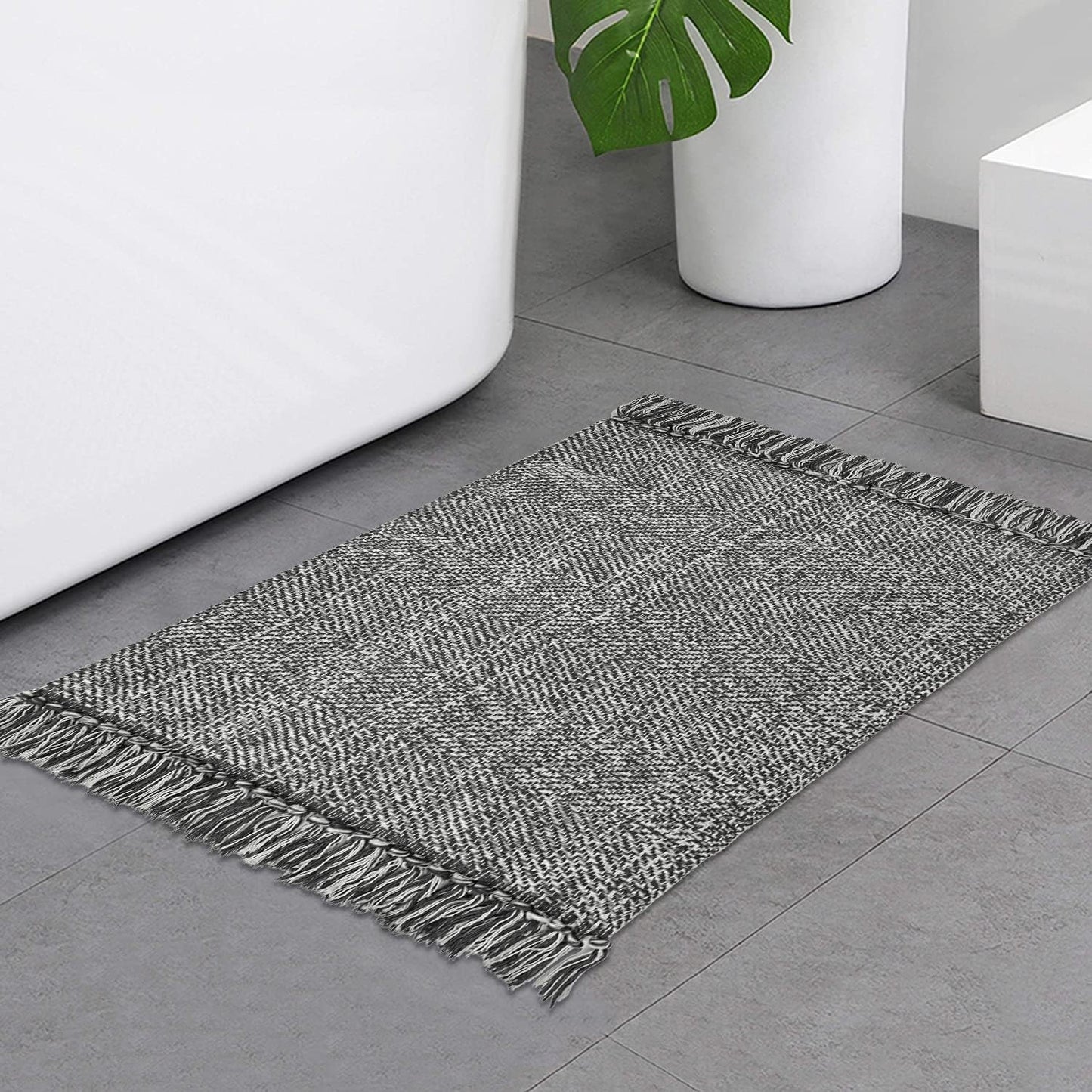 Collive Boho 18 ft Long Runner Rug for Hallway, Washable Kitchen Runner, Cotton Hand-Woven Farmhouse Neutral Carpet Runners, Tan/Cream Low Pile Entryway Floor Runners for Bedroom