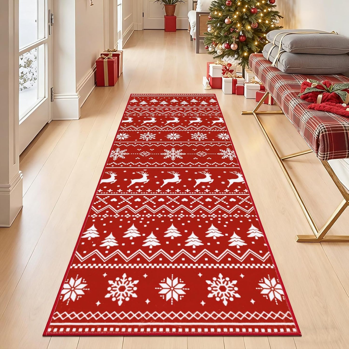 Pauwer Boho Hallway Runner Rug 3x10 Washable Entryway Area Rugs Non Slip Farmhouse Vintage Floor Mat Long Carpet Runner for Hallways Laundry Room Kitchen Bathroom Bedroom