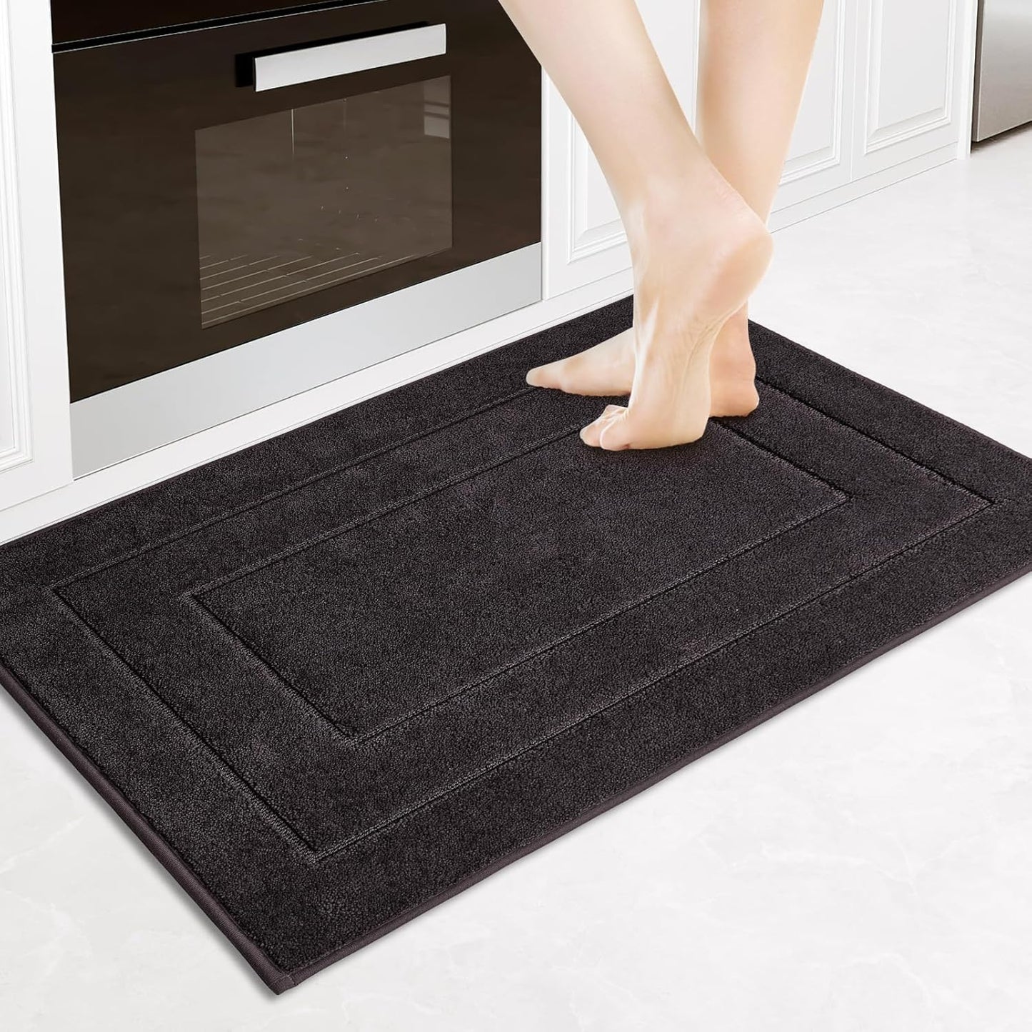 PURRUGS Machine Washable Kitchen Rug Set [2 PCS] (24" x 35.5"+ 24" x 59"), Non-Slip/Skid Kitchen Runner Rugs & Floor Mats, Super Absorbent Soft Standing Mats for Kitchen, Laundry & Sink, Beige