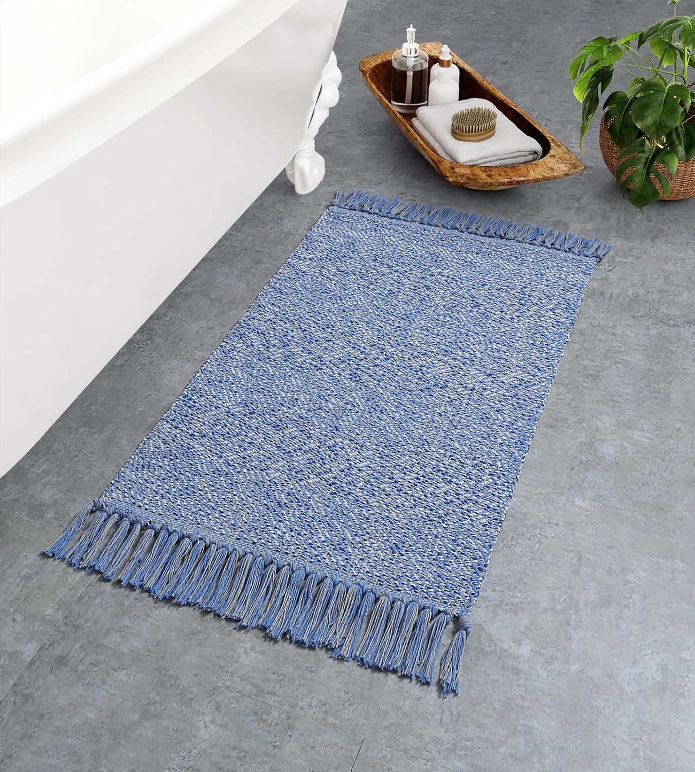 Collive Boho 18 ft Long Runner Rug for Hallway, Washable Kitchen Runner, Cotton Hand-Woven Farmhouse Neutral Carpet Runners, Tan/Cream Low Pile Entryway Floor Runners for Bedroom