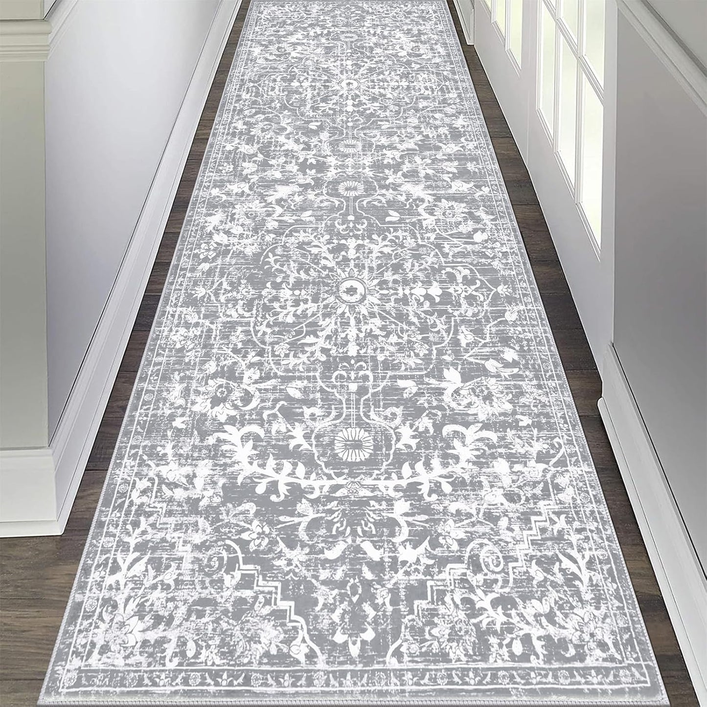 Pauwer Boho Hallway Runner Rug 3x10 Washable Entryway Area Rugs Non Slip Farmhouse Vintage Floor Mat Long Carpet Runner for Hallways Laundry Room Kitchen Bathroom Bedroom