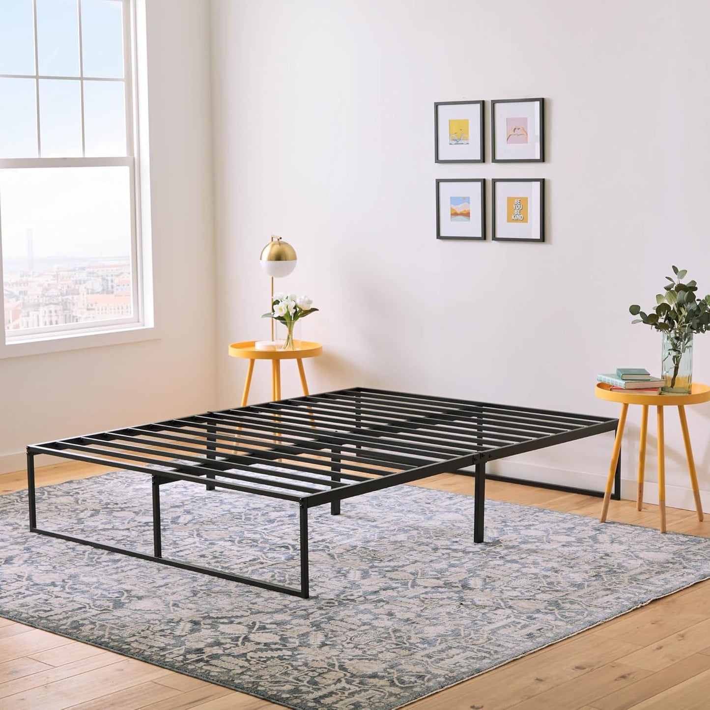 Linenspa Heavy Duty Metal Platform Bed Frame - No Box Spring Needed - Underbed Storage - Simple Tool Free Assembly - 14” High - Sturdy - Steel Slats - Sleek Modern Design - Full Size