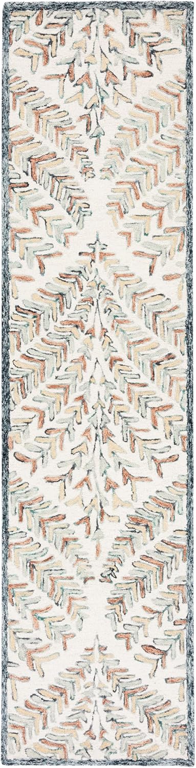 SAFAVIEH Capri Collection Runner Rug - 2'3" x 7', Ivory & Green, Handmade Wool, Ideal for High Traffic Areas in Living Room, Bedroom (CPR208B)