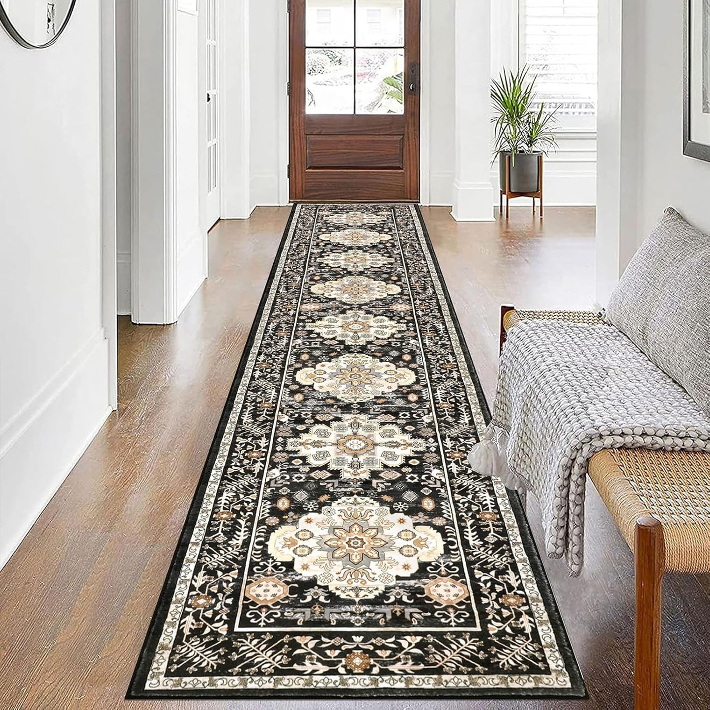 Pauwer Boho Hallway Runner Rug 3x10 Washable Entryway Area Rugs Non Slip Farmhouse Vintage Floor Mat Long Carpet Runner for Hallways Laundry Room Kitchen Bathroom Bedroom