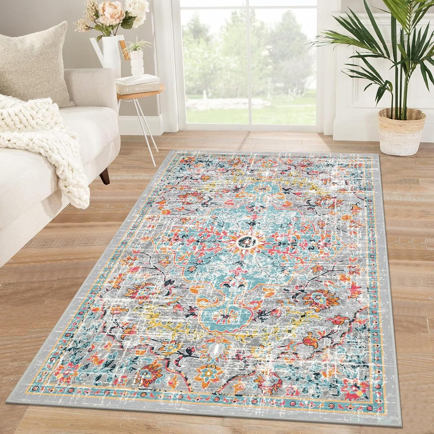 Pauwer Boho Hallway Runner Rug 3x10 Washable Entryway Area Rugs Non Slip Farmhouse Vintage Floor Mat Long Carpet Runner for Hallways Laundry Room Kitchen Bathroom Bedroom