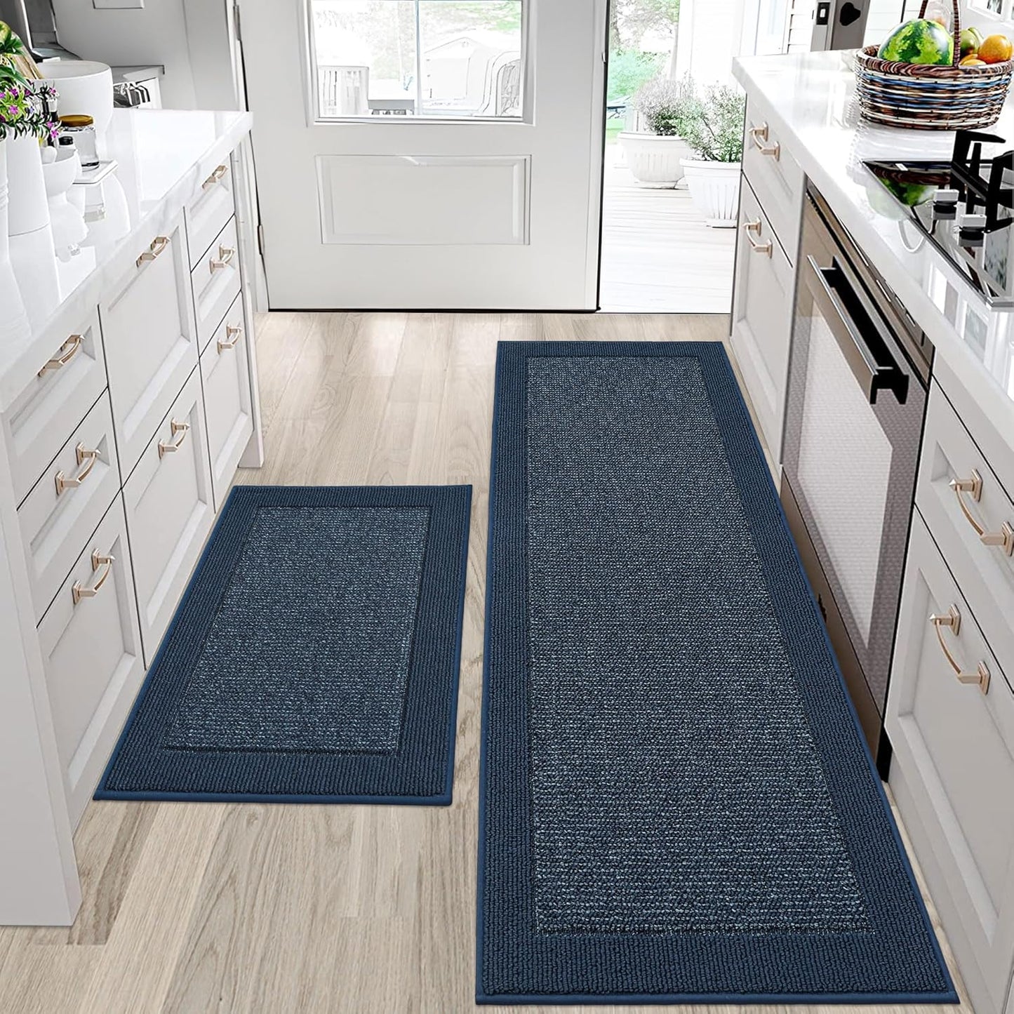 BEQHAUSE Kitchen Rugs and Mats Set of 2 Non-Slip Kitchen Mats for Floor, Absorbent and Stain Resistant Kitchen Runner, Machine Washable Rugs for Kitchen, Laundry & Sink, 24"x36"+24"x60", Taupe