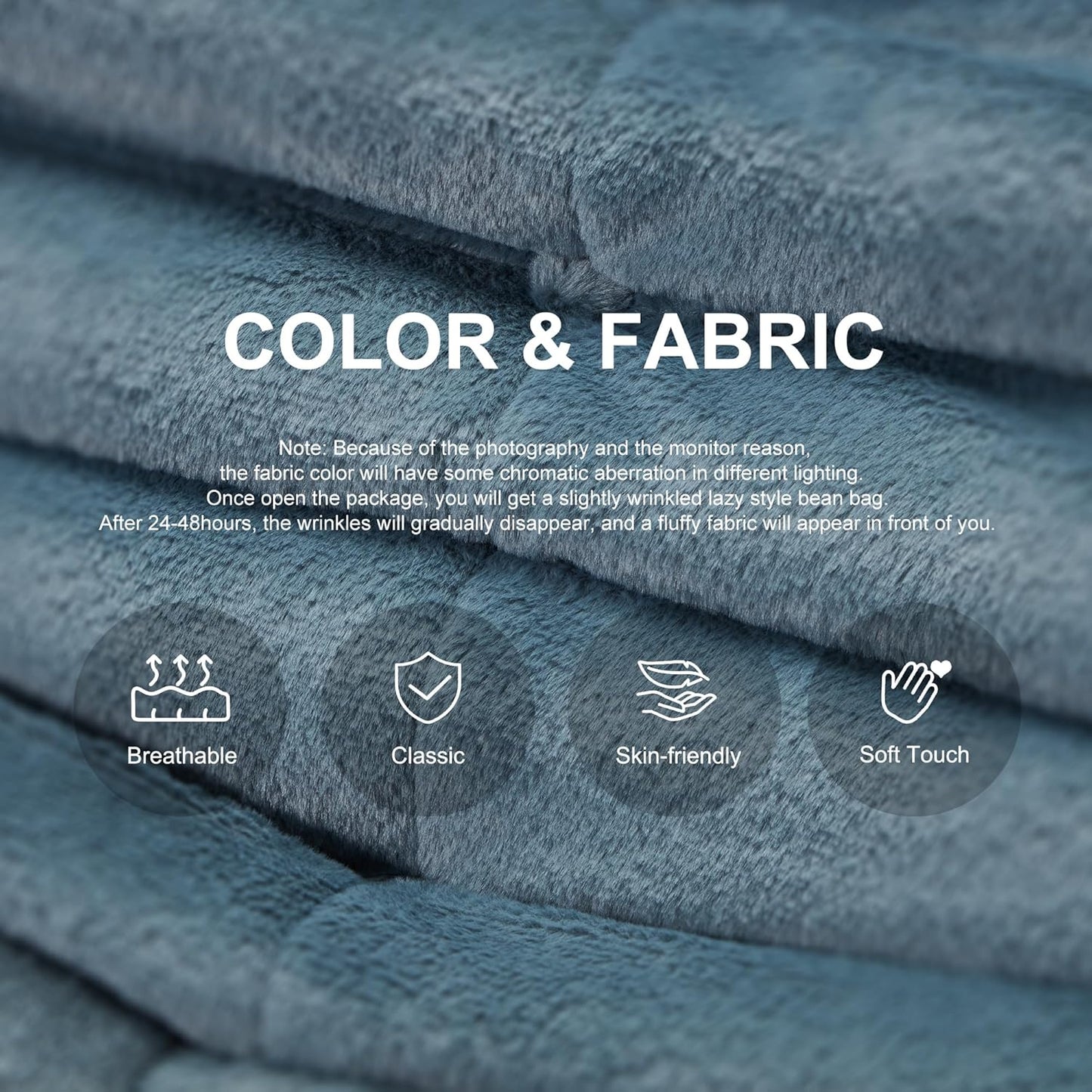 Bean Bag Chairs for Adults Giant Bean Bag Chair Memory Foam BeanBag Chair Big Bean Bag Sofa with Filler Faux Fur Fireside Beanbags Lazy Sofa for Living Room Bedroom Dorm Office (Bluegrey Plush)