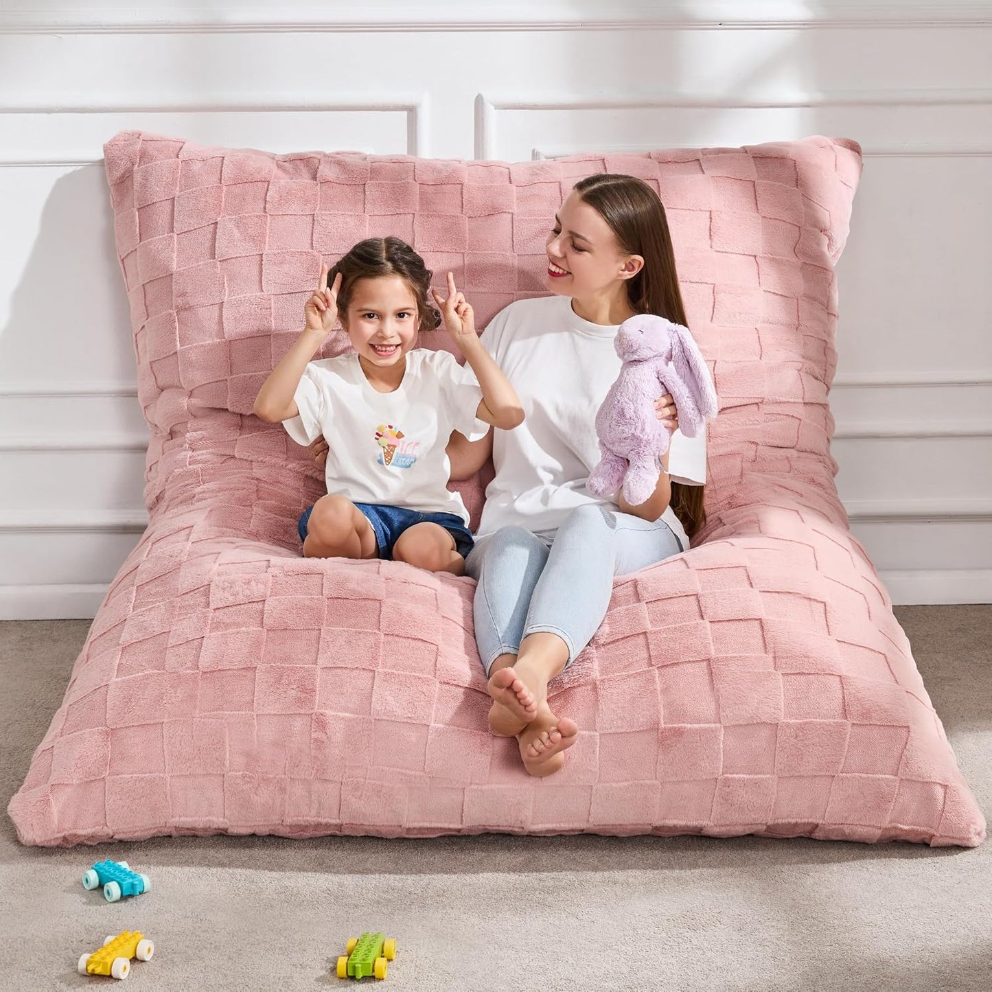 Hobestluk 3 in 1 Bean Bag Chair Giant Bean Bag Chairs Convertible Bean Bag Floor Cushion with Machine Washable Cover, Beanbag Chairs for Adult (Dark Grey)