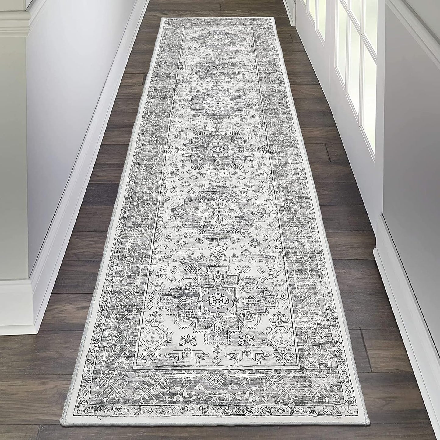 Pauwer Boho Hallway Runner Rug 3x10 Washable Entryway Area Rugs Non Slip Farmhouse Vintage Floor Mat Long Carpet Runner for Hallways Laundry Room Kitchen Bathroom Bedroom