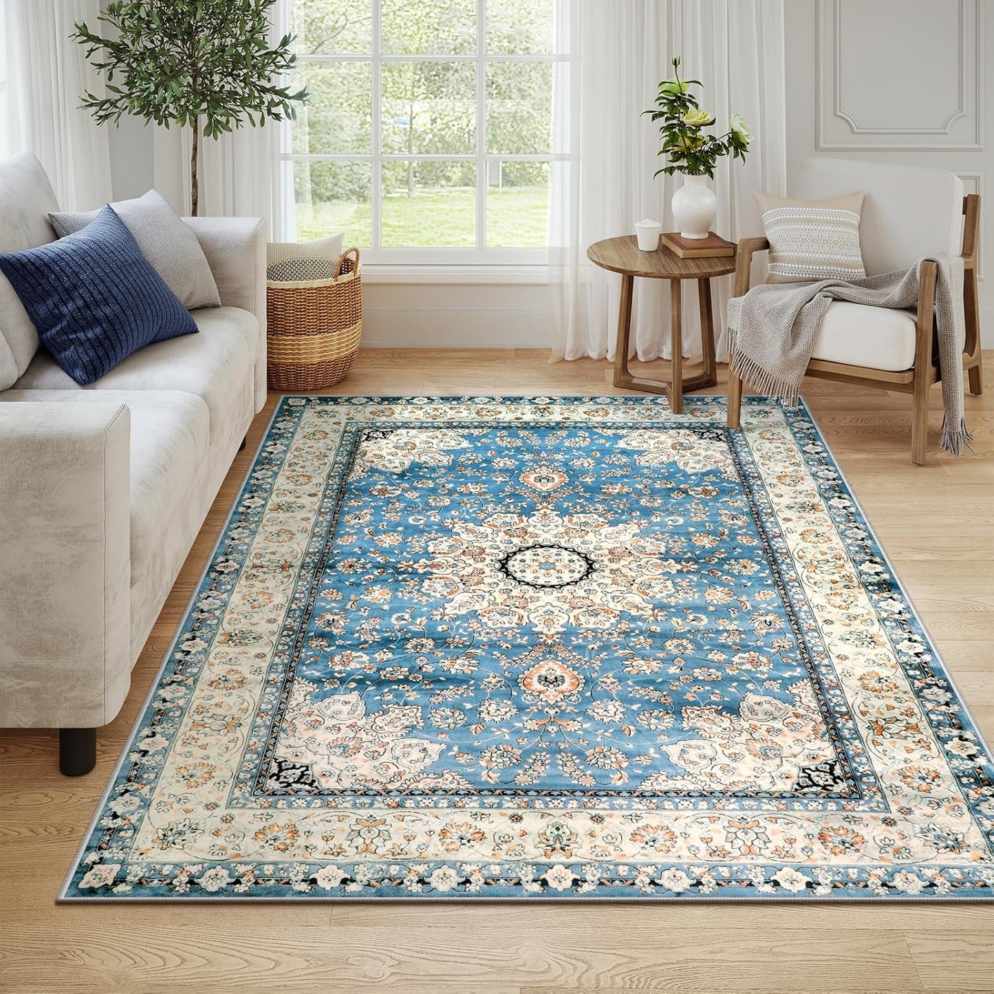 Lahome Boho Tribal 2'6" x 10' Washable Runners for Hallways, Oriental Kitchen Runner Rugs Non Skid Washable, Oriental Soft Long Stair Carpet Runner for Bathroom Living Room Bedroom, Rust/Dull Teal