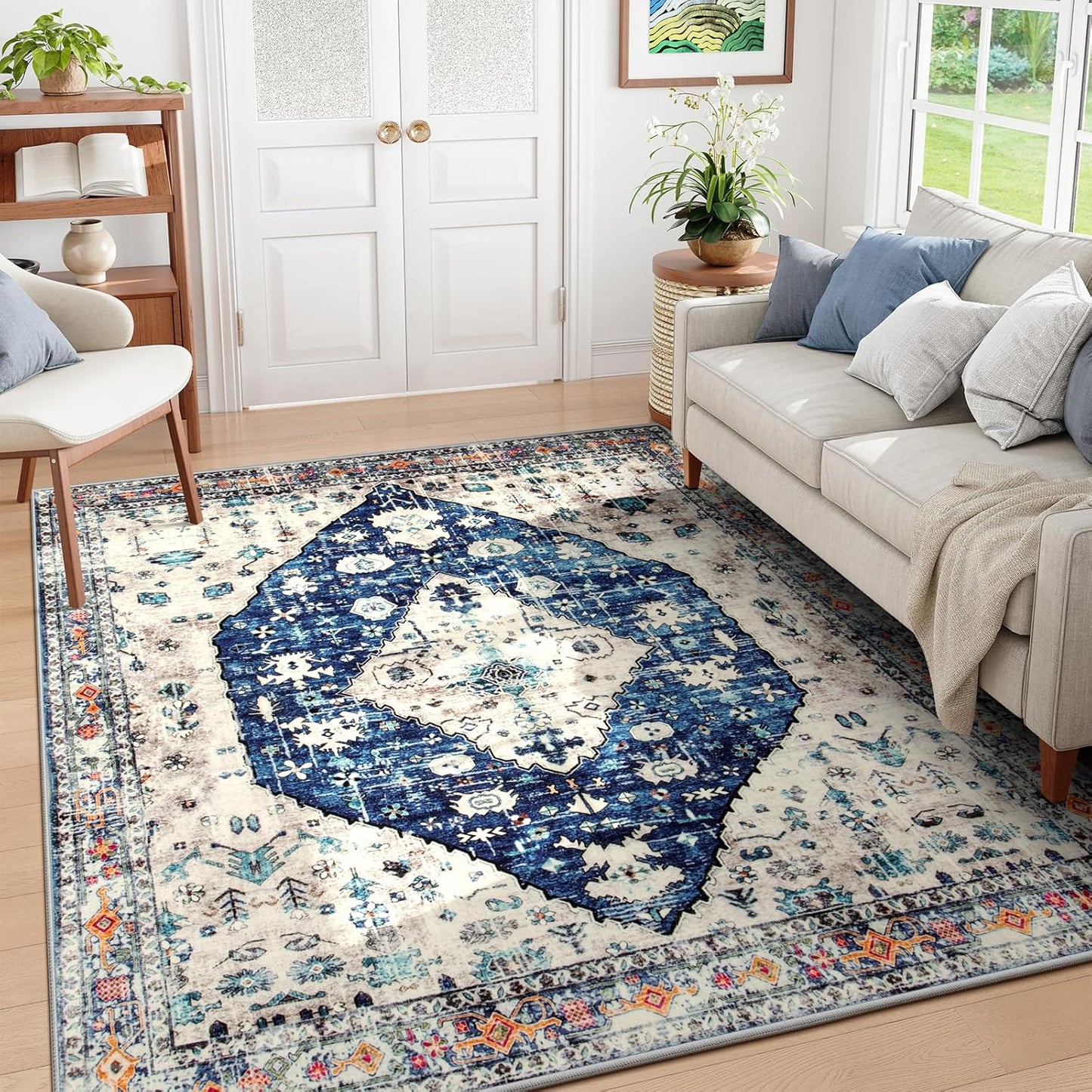 Lahome Boho Tribal 2'6" x 10' Washable Runners for Hallways, Oriental Kitchen Runner Rugs Non Skid Washable, Oriental Soft Long Stair Carpet Runner for Bathroom Living Room Bedroom, Rust/Dull Teal