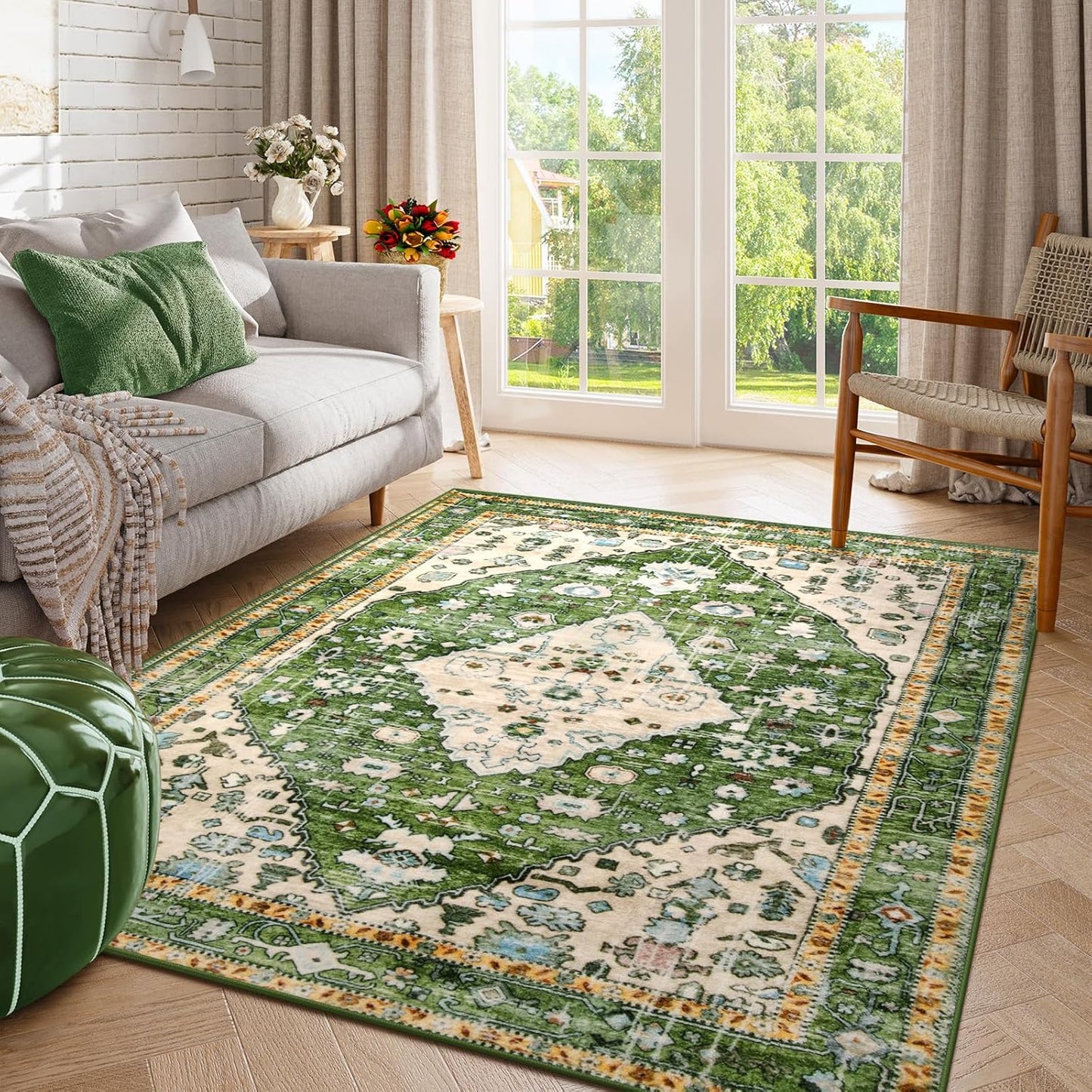 Lahome Boho Tribal 2'6" x 10' Washable Runners for Hallways, Oriental Kitchen Runner Rugs Non Skid Washable, Oriental Soft Long Stair Carpet Runner for Bathroom Living Room Bedroom, Rust/Dull Teal