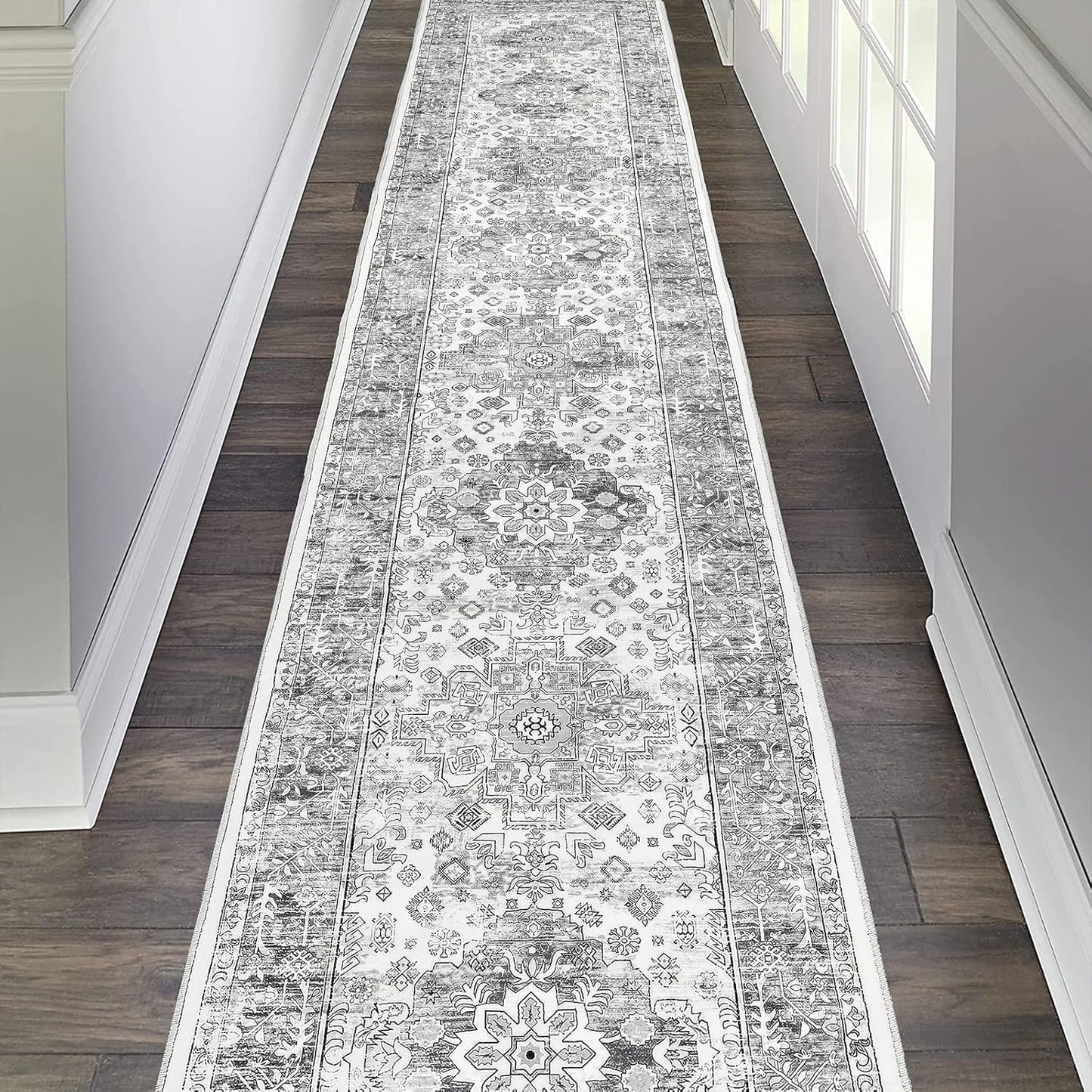 Pauwer Boho Hallway Runner Rug 3x10 Washable Entryway Area Rugs Non Slip Farmhouse Vintage Floor Mat Long Carpet Runner for Hallways Laundry Room Kitchen Bathroom Bedroom