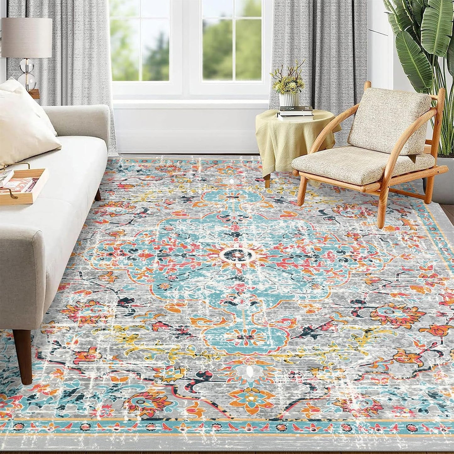 Pauwer Boho Hallway Runner Rug 3x10 Washable Entryway Area Rugs Non Slip Farmhouse Vintage Floor Mat Long Carpet Runner for Hallways Laundry Room Kitchen Bathroom Bedroom