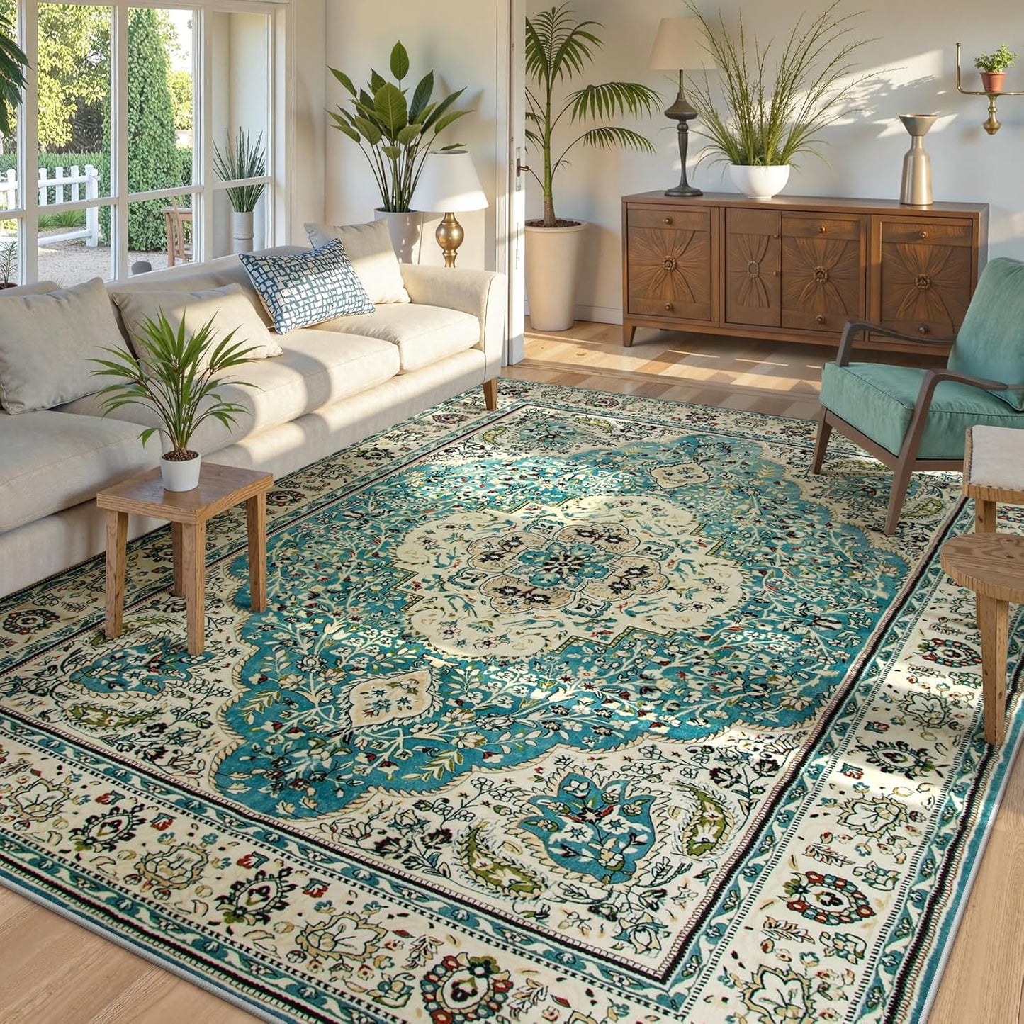 Lahome Boho Tribal 2'6" x 10' Washable Runners for Hallways, Oriental Kitchen Runner Rugs Non Skid Washable, Oriental Soft Long Stair Carpet Runner for Bathroom Living Room Bedroom, Rust/Dull Teal