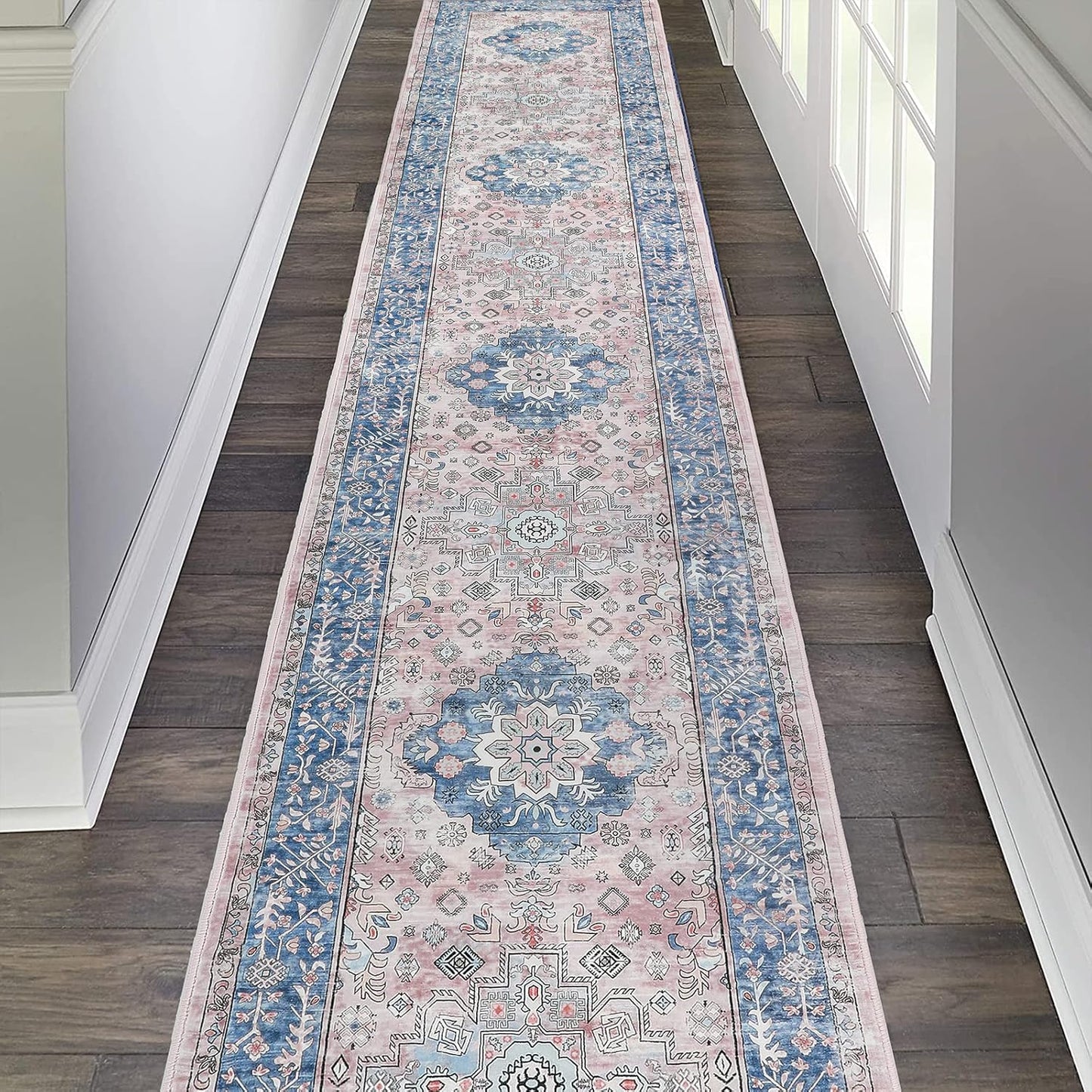 Pauwer Boho Hallway Runner Rug 3x10 Washable Entryway Area Rugs Non Slip Farmhouse Vintage Floor Mat Long Carpet Runner for Hallways Laundry Room Kitchen Bathroom Bedroom