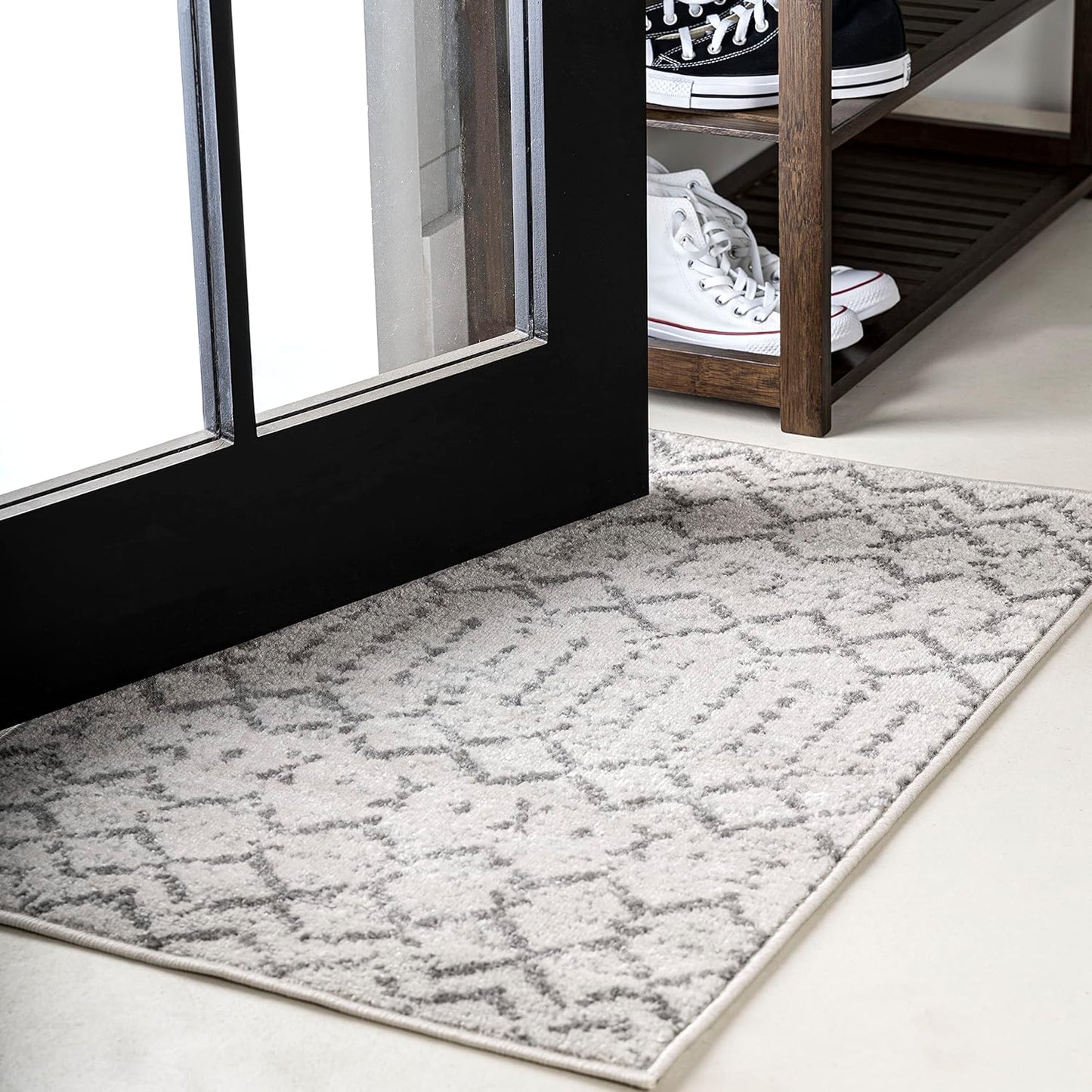 JONATHAN Y Boho Vintage Diamond Cream/Gray Runner Rug 2X20 ft, Moroccan Hype for Living Room, Bedroom, Kitchen, Office, Easy-Cleaning, High Traffic, Pet-Friendly, Non-Shedding (MOH101B-220)