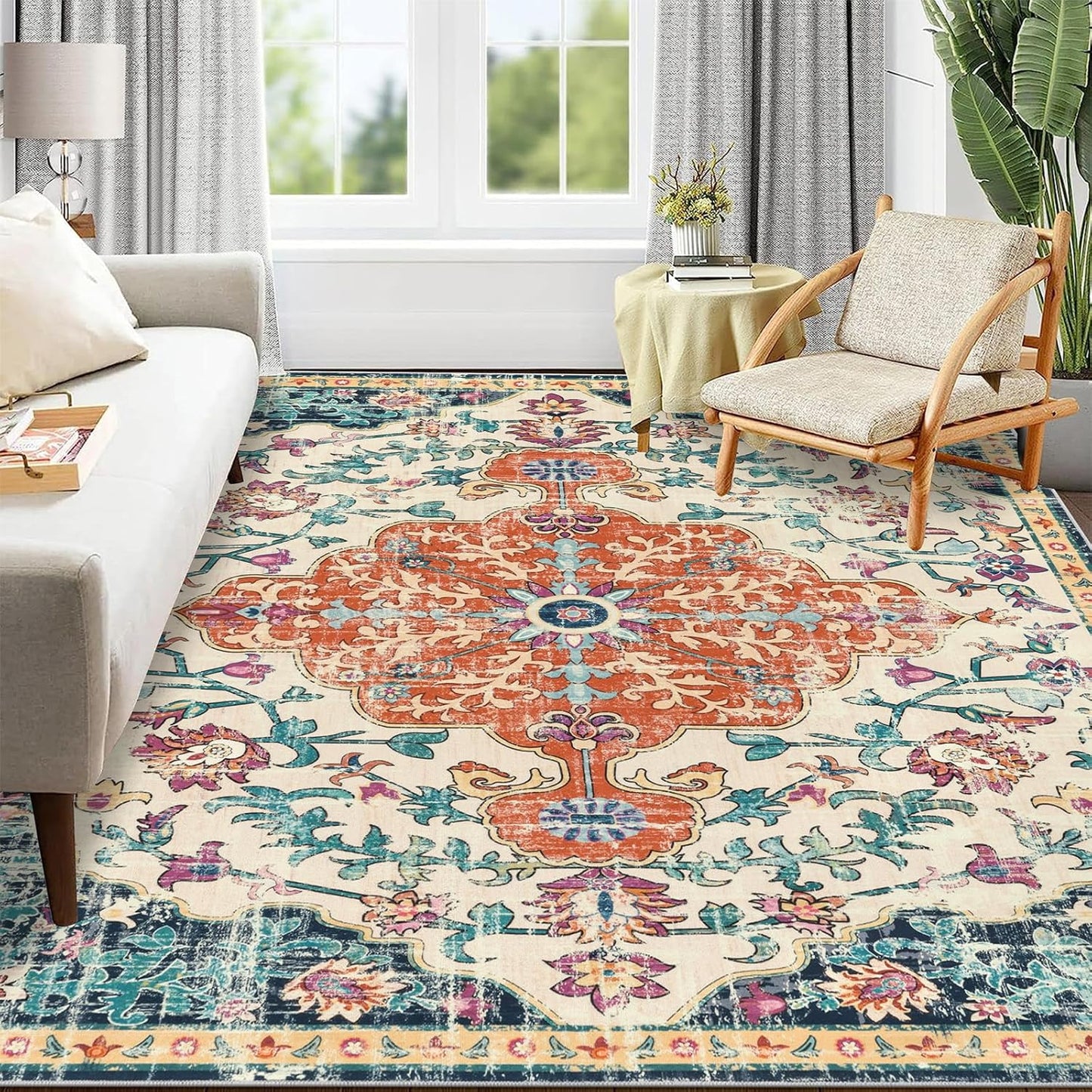 Pauwer Boho Hallway Runner Rug 3x10 Washable Entryway Area Rugs Non Slip Farmhouse Vintage Floor Mat Long Carpet Runner for Hallways Laundry Room Kitchen Bathroom Bedroom