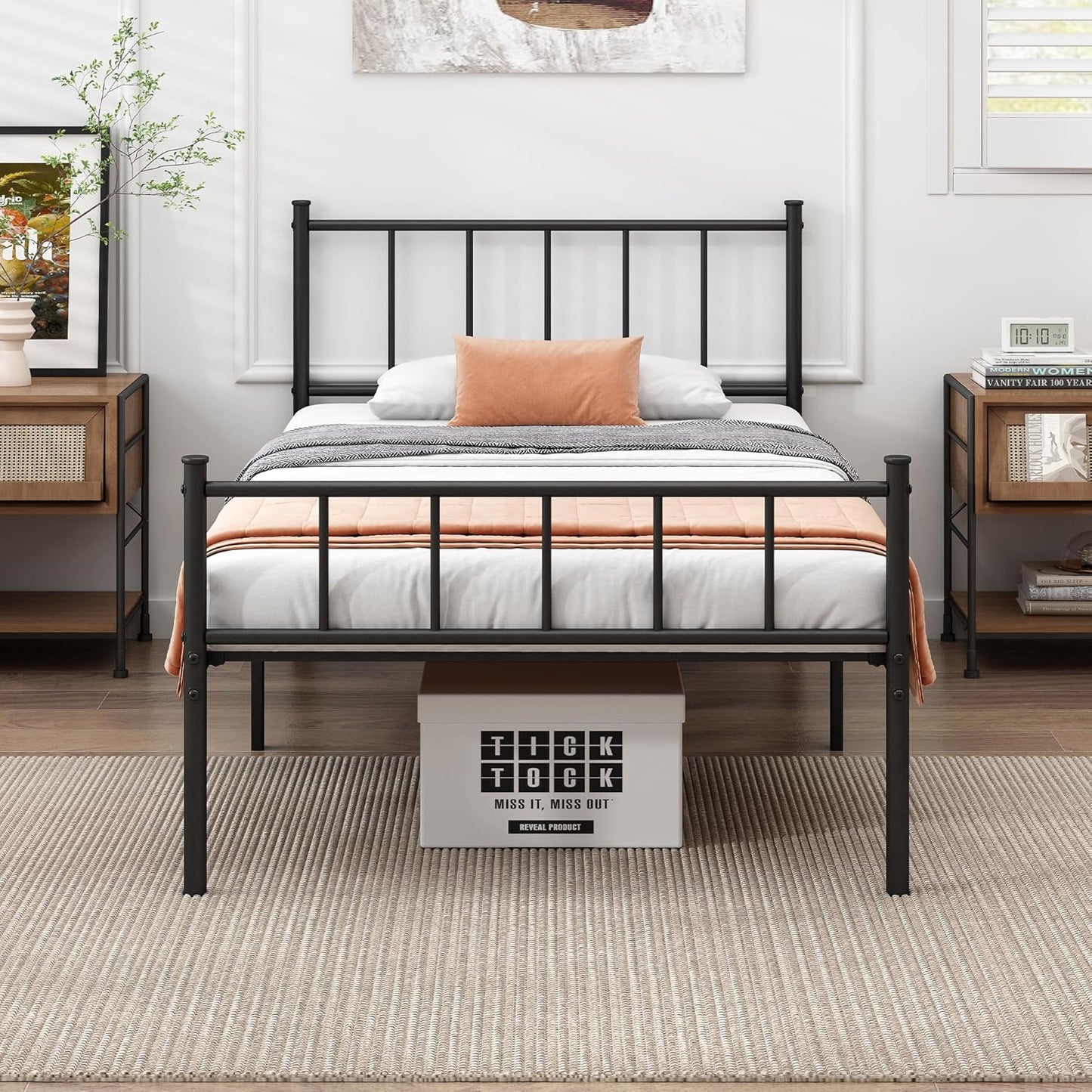 Queen Bed Frame-Classic Metal Platform Bed Frame,Mattress Foundation with Steel Slat Support,Under Foundation Storage,No Box Spring Needed, Easy Assembly, Queen Size