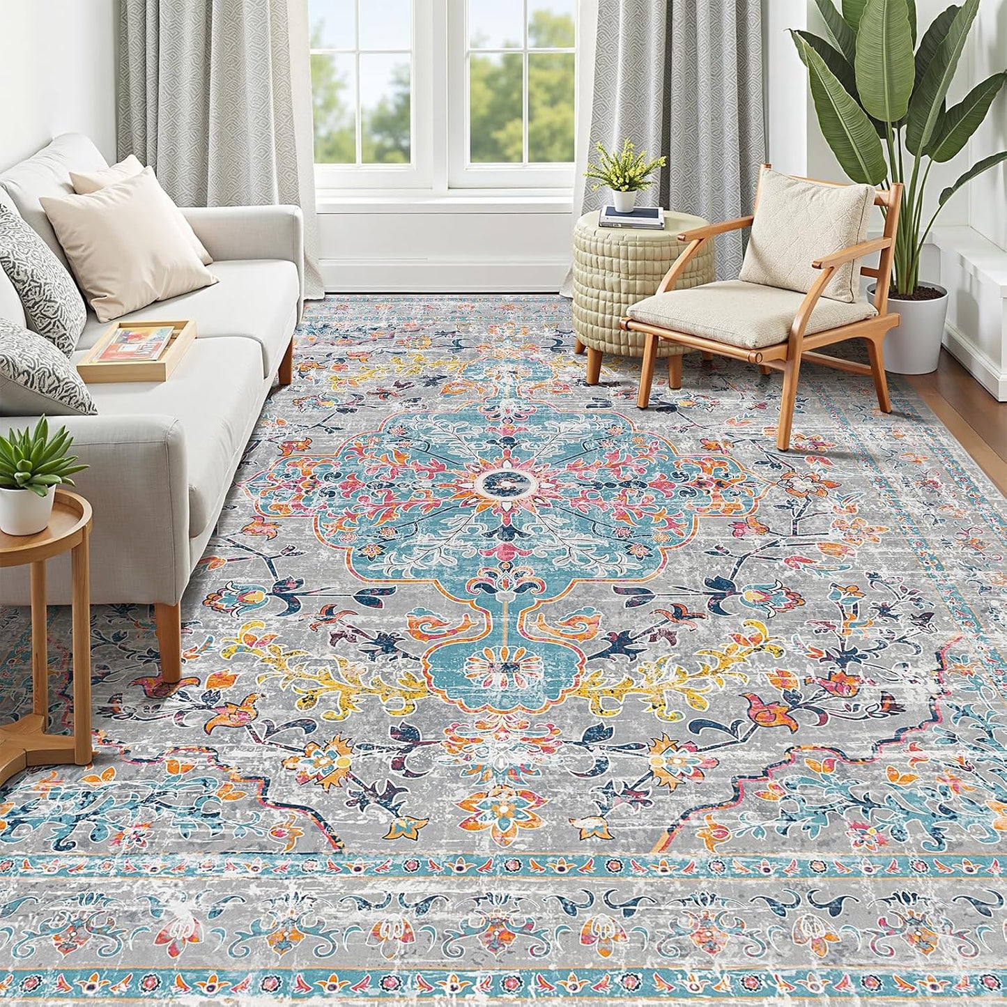 Pauwer Boho Hallway Runner Rug 3x10 Washable Entryway Area Rugs Non Slip Farmhouse Vintage Floor Mat Long Carpet Runner for Hallways Laundry Room Kitchen Bathroom Bedroom