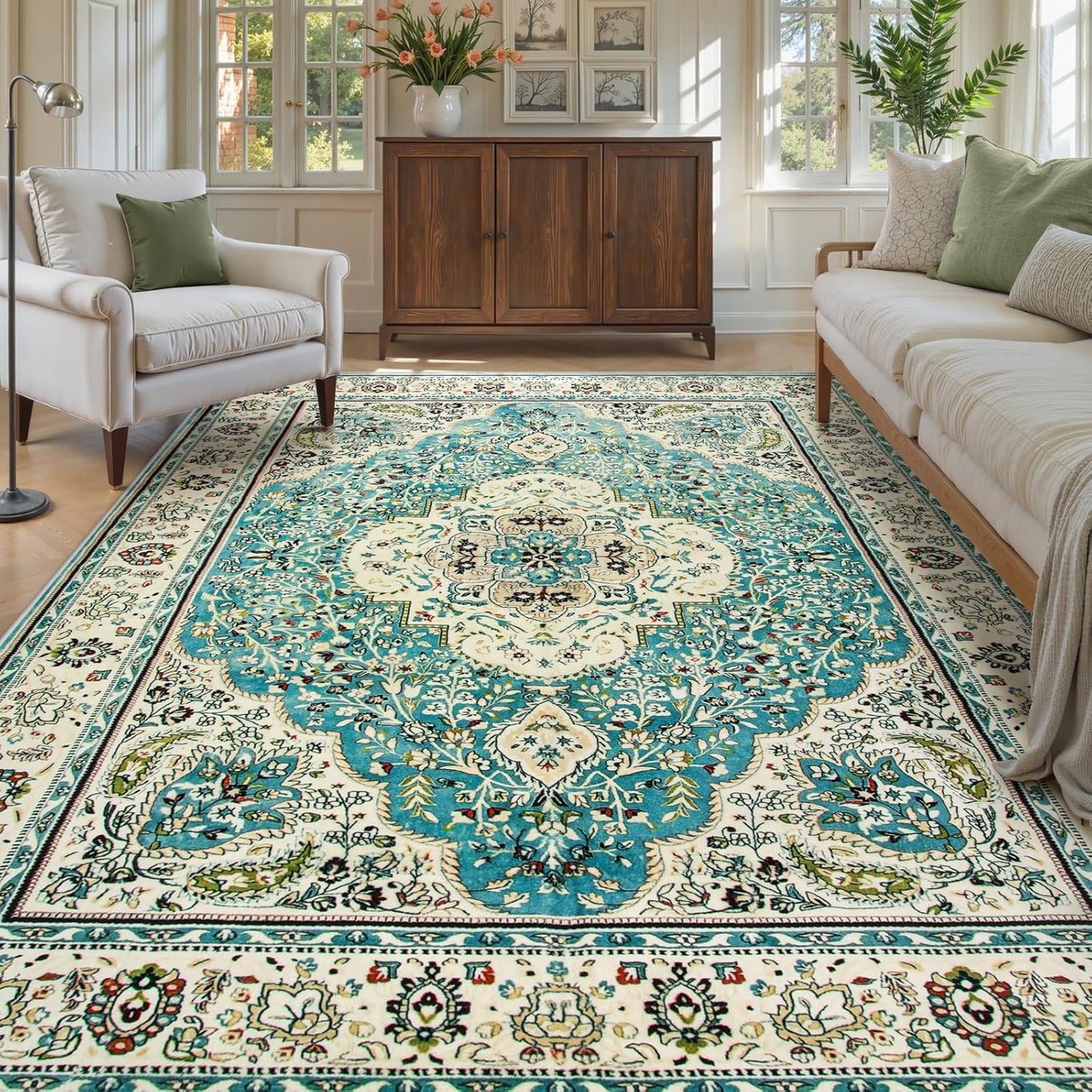 Lahome Boho Tribal 2'6" x 10' Washable Runners for Hallways, Oriental Kitchen Runner Rugs Non Skid Washable, Oriental Soft Long Stair Carpet Runner for Bathroom Living Room Bedroom, Rust/Dull Teal