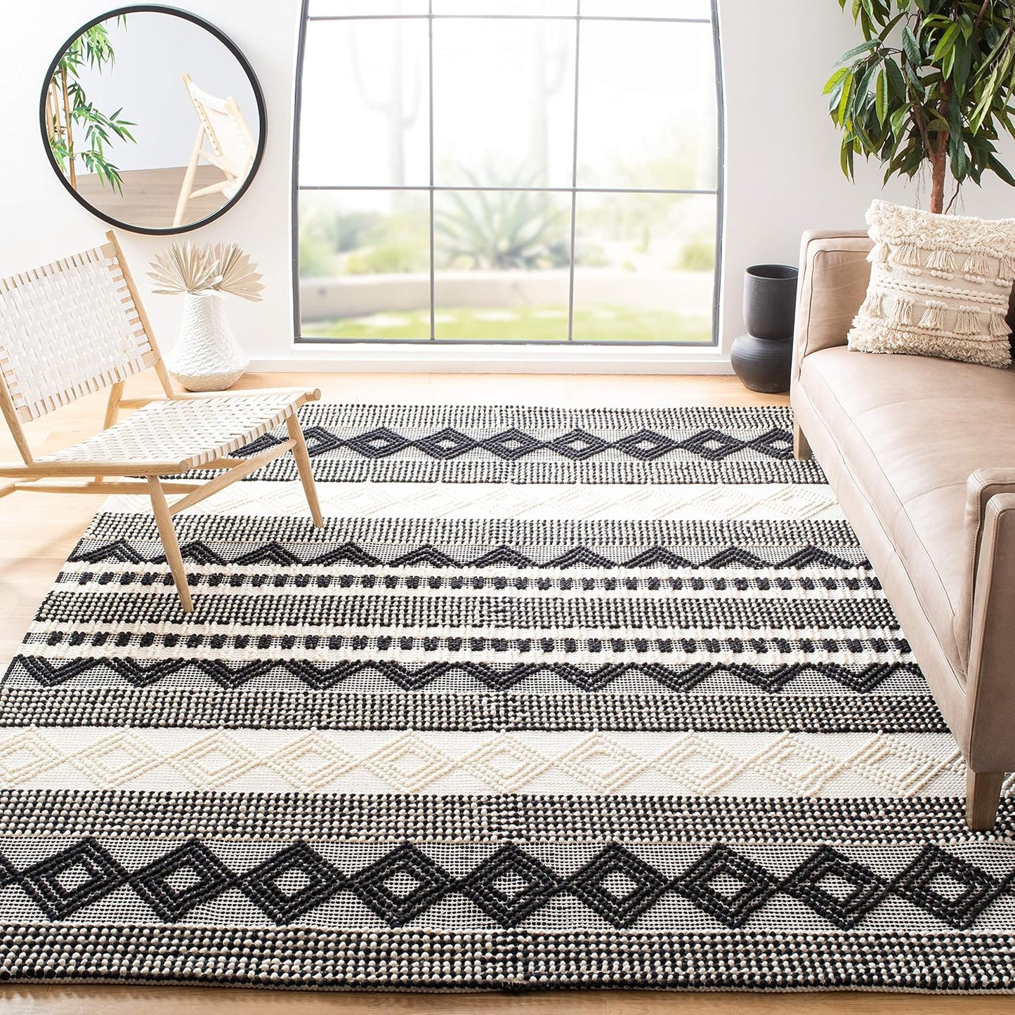 SAFAVIEH Natura Collection Runner Rug - 2'3" x 8', Beige & Ivory, Handmade Moroccan Boho Tribal Wool & Cotton, Ideal for High Traffic Areas in Living Room, Bedroom (NAT102B)