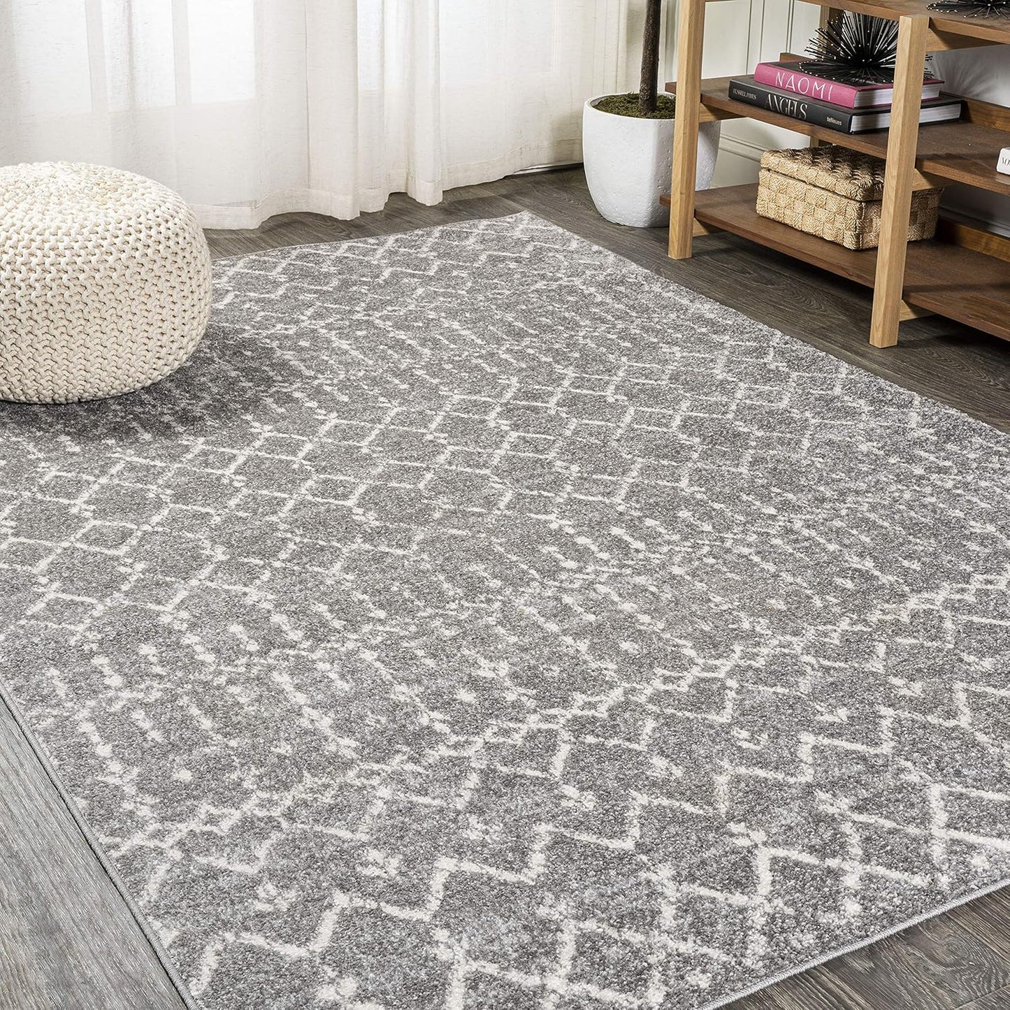 JONATHAN Y Boho Vintage Diamond Cream/Gray Runner Rug 2X20 ft, Moroccan Hype for Living Room, Bedroom, Kitchen, Office, Easy-Cleaning, High Traffic, Pet-Friendly, Non-Shedding (MOH101B-220)