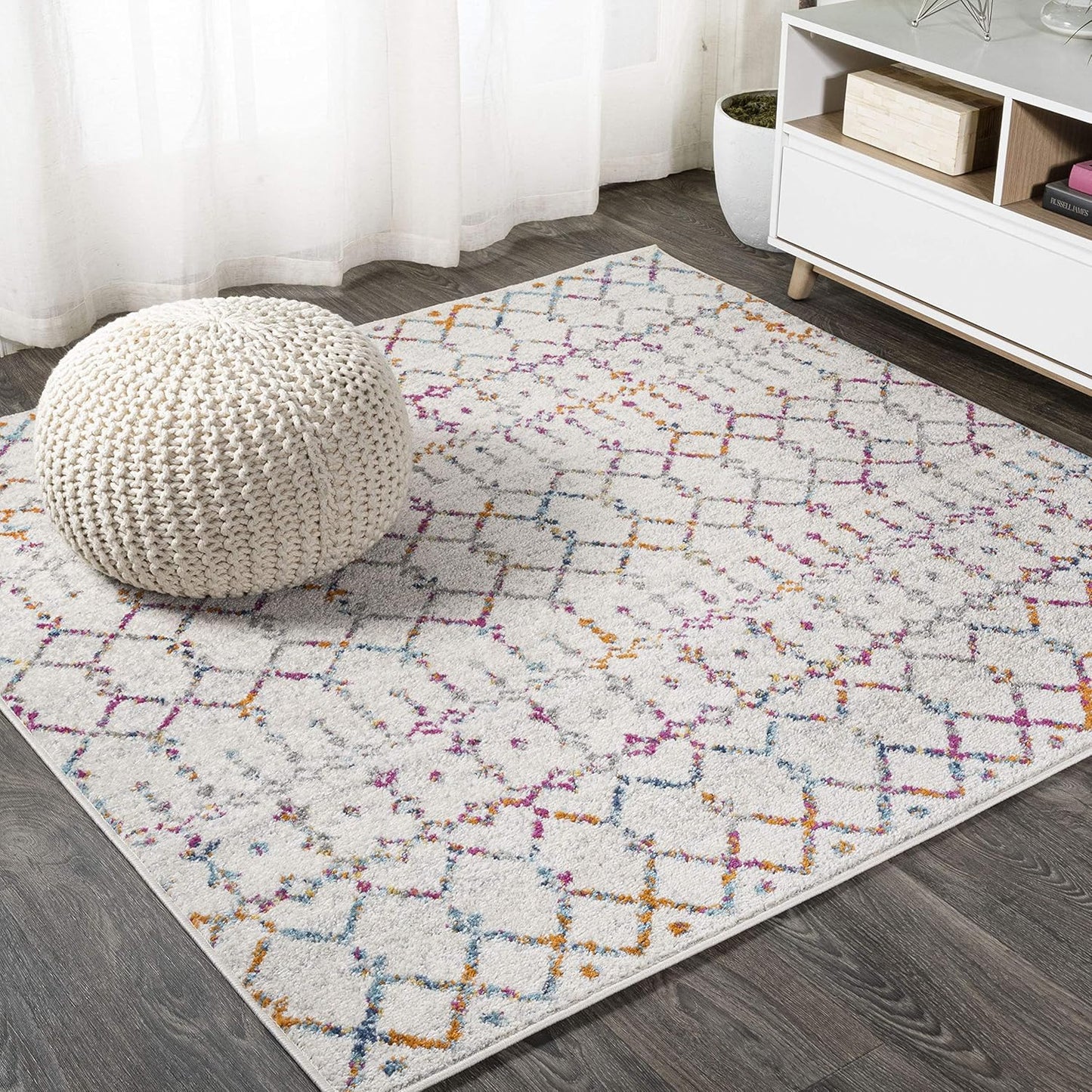 JONATHAN Y Boho Vintage Diamond Cream/Gray Runner Rug 2X20 ft, Moroccan Hype for Living Room, Bedroom, Kitchen, Office, Easy-Cleaning, High Traffic, Pet-Friendly, Non-Shedding (MOH101B-220)